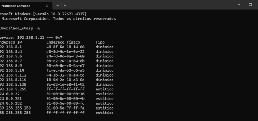 prompt de comando do Windows