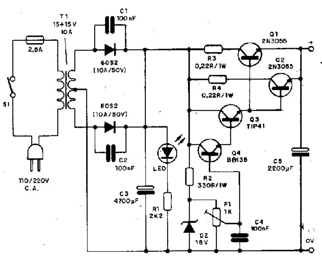 Fonte Regulável Transistor